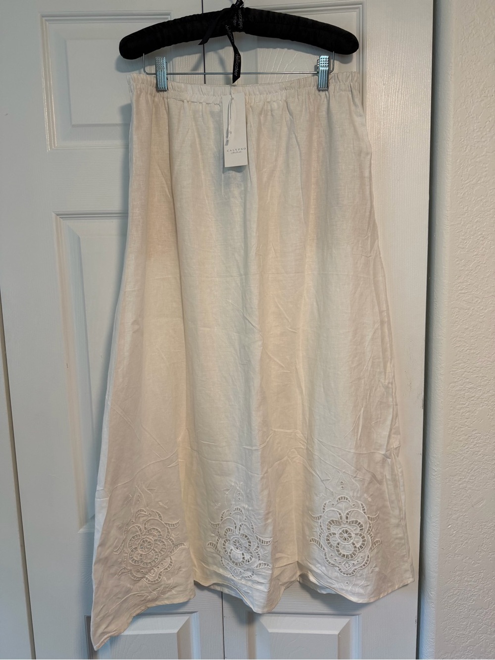 Calypso St Barth white Embroidered A-Line Maxi Skirt